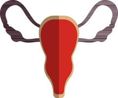 Uterus icon in part of body with half shadow style. vector