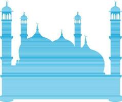 Sky blue color silhouette of mosque in flat style. vector