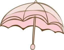 Isolated illustration of an open umbrella in pink color. vector