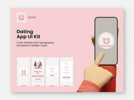 Dating App UI Kit for Responsive Mobile Application or Website with Multiple GUI Including Login, Sign Up, Create Account Type Screens. vector