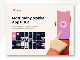 Matrimony App UI Kit for Responsive Mobile App or Website with Different Screens as Login, Details, Create User Profile. vector