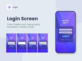 Login Screen App Ui Kit Including as Sign in, Log In, Get Started for Mobile Application and Responsive Websites. vector