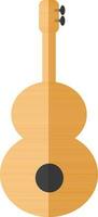 Orange color of guitar icon for multimedia concept in half shadow. vector