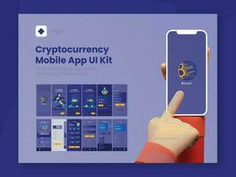 Cryptocurrency Mobile App UI Kit Including Like as Login, Sign up, Dashboard, Exchange, Transaction and Profile Screen. vector