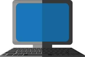 Computer system icon with monitor and keyboard in half shadow. vector