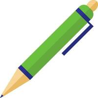 Green color of pen icon for office work with half shadow. vector