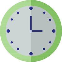 Wall clock icon for watching time with half shadow. vector