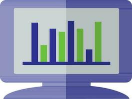 Half shadow of graph icon with monitor for office work. vector