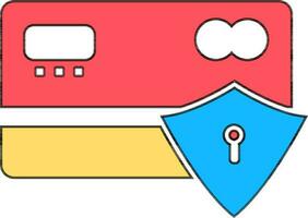 vistoso icono de crédito o débito tarjeta con seguridad signo. vector