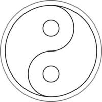 Taoism OR Yin-Yang Icon in Black Line Art. vector