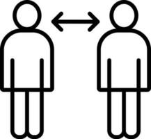 Line Art Men Maintain Social Distancing icon in Flat Style. vector