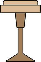 Brown Color One Legged Stool Icon In Flat Style. vector