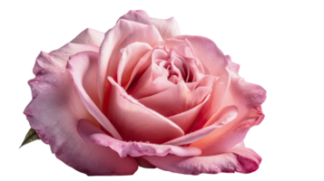 atemberaubend Bild, Wasser Tröpfchen von schön Rosa Rose Blume auf transparent Hintergrund. generativ ai Technologie. png