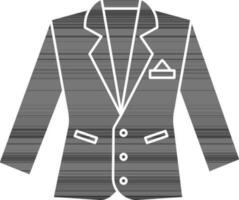 chaqueta de sport icono o símbolo en negro y blanco color. vector