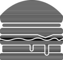 hamburguesa icono en negro y blanco color. vector