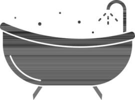 Vector Illustration Of Bathtub in Black Color.