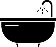 Flat Style Bathtub Icon in Black Color. vector