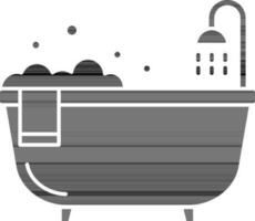 Flat Style Bathtub Icon in Glyph. vector