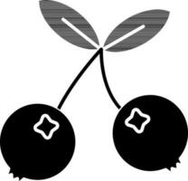 Bilberry Icon In black and white Color. vector