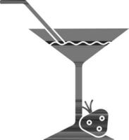 Strawberry Daiquiri Icon In black and white Color. vector