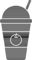 Disposable Juice Glass Icon In Black And White Color. vector