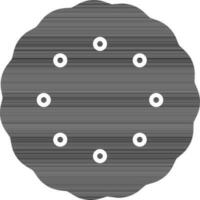 Flat Style Round Cookie Icon In Black And White Color. vector