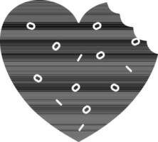 corazón forma Galleta icono en negro y blanco color. vector