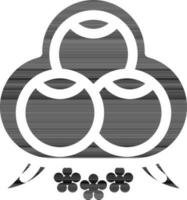 Vector Illustration Of Buddhist Three Jewels Icon In black and white Color.