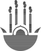 Incense Holder Icon Or Symbol In black and white Color. vector