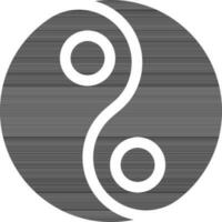 plano estilo de yin yang icono o símbolo en negro y blanco color. vector