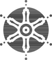 Vector Illustration Of Dharma Wheel In Glyph Style.