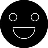 Happy Emoji Icon In Black And White Color. vector