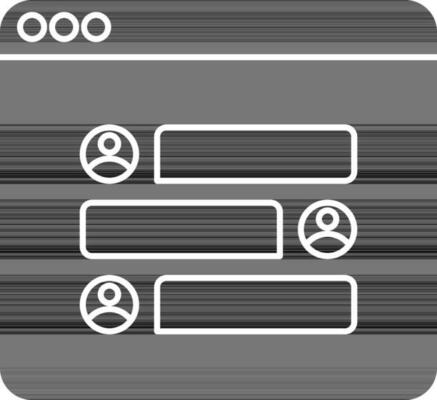 Online Group Chat Icon In Black And White Color.