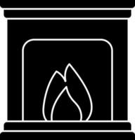 Black And White Color Fireplace Icon. vector