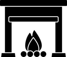 Fireplace Icon In Black And White Color. vector