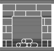 Brick Fireplace Icon In Black And White Color. vector