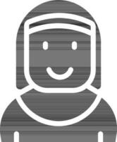 Catholic Sister or Nun Character Icon in black and white Color. vector