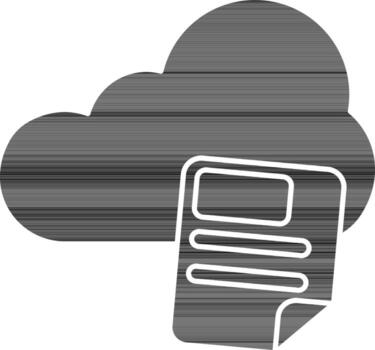 Cloud With Paper Icon In black and white Color. vector