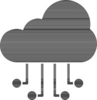 nube informática icono en negro y blanco color. vector