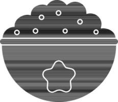 Rice Bowl Icon In black and white Color. vector