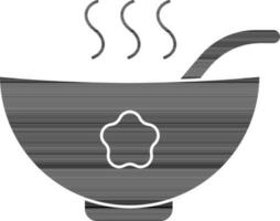 sopa cuenco con cuchara icono en negro y blanco color. vector