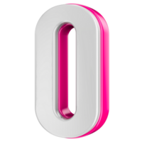 número 0 0 Rosa 3d render png