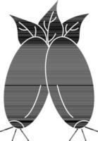 Rosehip With Leaves Icon in black and white Color. vector