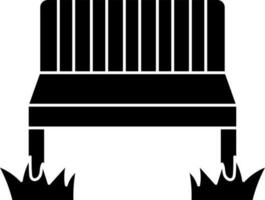 Flat Style Bench on Grass Icon in black and white Color. vector