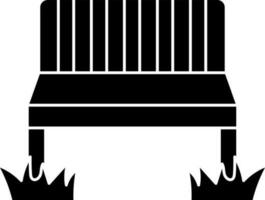 Flat Style Bench on Grass Icon in black and white Color. vector