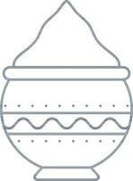 Clay Pot Full Of Powder Gulal Icon In Linear Style. vector