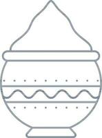 Clay Pot Full Of Powder Gulal Icon In Linear Style. vector