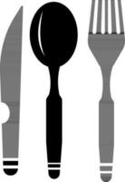 black and white icon of Cutlery set. vector