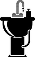 negro y blanco icono de lavabo en plano estilo. vector