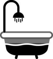 black and white icon of Bathtub in flat style. vector